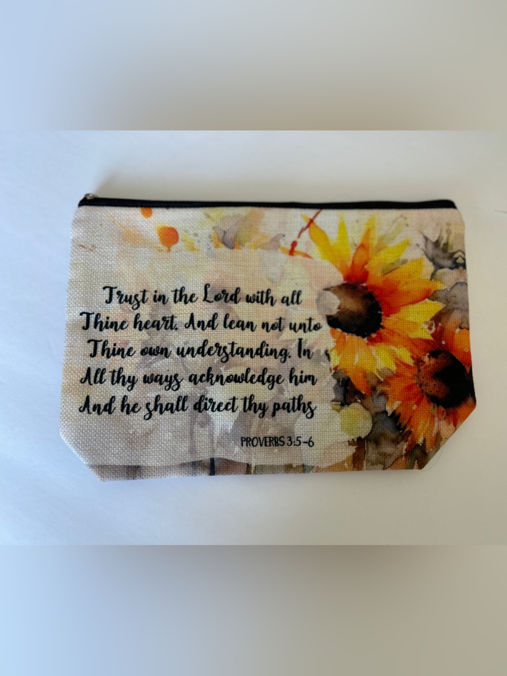 Sunflower Scripture Canvas Zipper Pouch